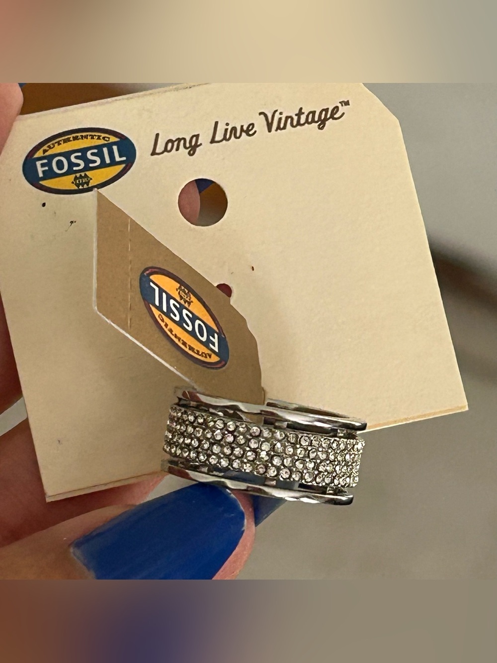 Fossil Silver Crystal Pavé Layered Ring